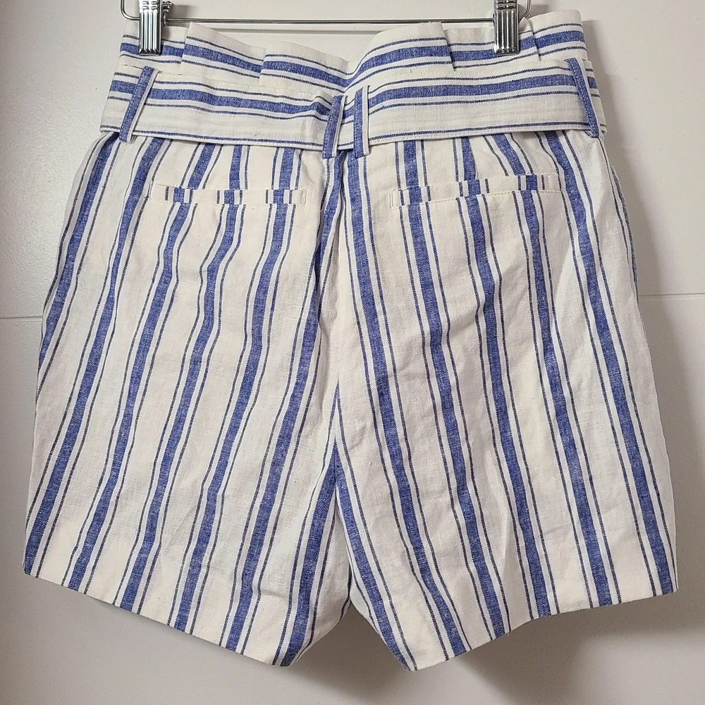 Boden St. Ives Paper Bag Blue & White Striped Linen Shorts - Picture 5 of 6